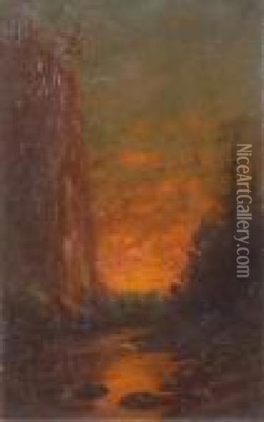Sunset - On Mill Creek Oil Painting - James Everett Stuart