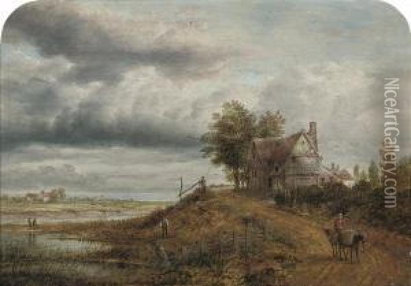 A View In Hampshire Oil Painting - James Nasmyth
