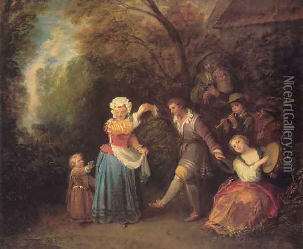 La Danse Champêtre (Pastoral Dance) Oil Painting - Jean-Antoine Watteau