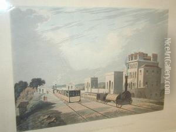 View Of The Manchester And Liverpool Railways Oil Painting - Robert I Havell