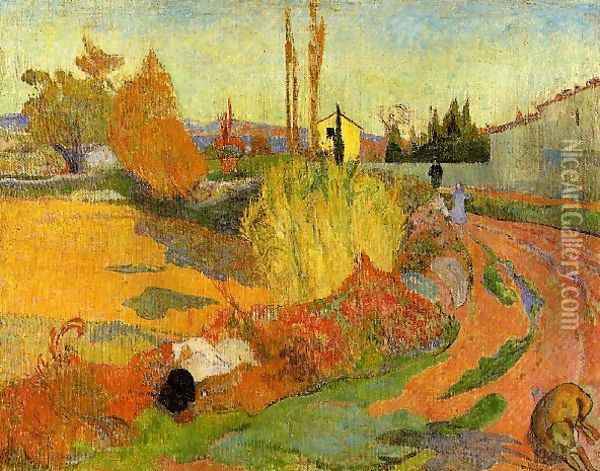 Landscape Farmhouse In Arles Oil Painting - Paul Gauguin