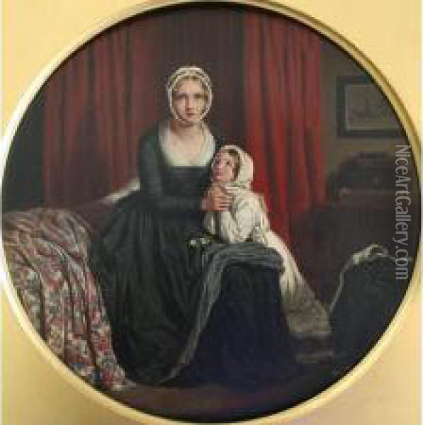 Portrait Of A Mother And Child In A Bedroom Oil Painting - Walter Francis Tiffin