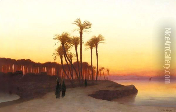 Evening On The Nile Oil Painting - Charles Theodore Frere