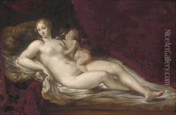Venus and Cupid Oil Painting - Francesco Albani