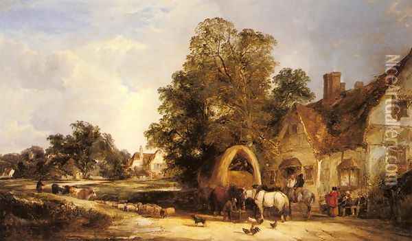The Half Way House, Thatcham Oil Painting - Snr William Shayer