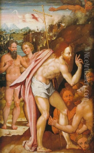Cristo Baja Al Limbo Para Liberar A Los Justos Del Demonio Oil Painting - Luis de Vargas