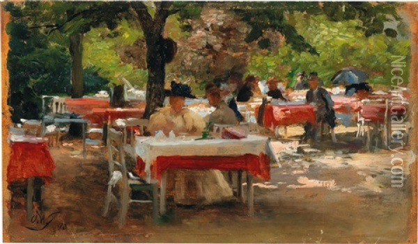Breakfast In Karlsbad Oil Painting - Olga Wisinger-Florian