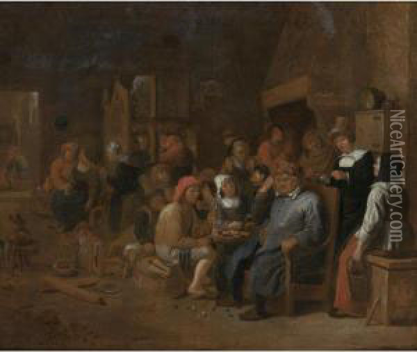 Tavern Interior Oil Painting - Joos van Craesbeeck