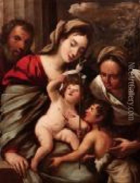 Sacra Famiglia Oil Painting - Pietro Della Vecchio