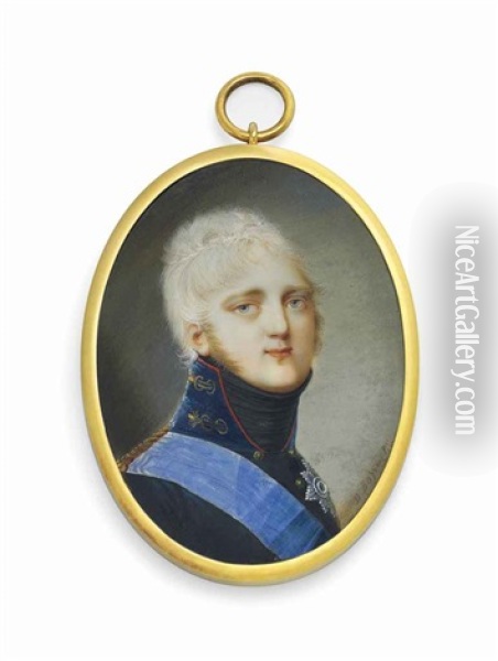 Alexander I (1777-1825), Emperor Of Russia, In Red-trimmed Black Coat With Gold Embroidered Collar, Wearing The Blue Moire Sash And Breast-star Of The Imperial Russian Order Of St. Andrew Oil Painting - Domenico Bossi