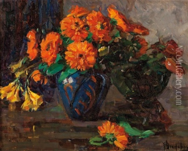 Still Life With Flowers Oil Painting - Eva Theresa Bradshaw