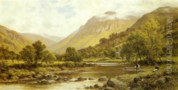 Borrowdale, Cumberland Oil Painting - Alfred Augustus Glendening Sr.