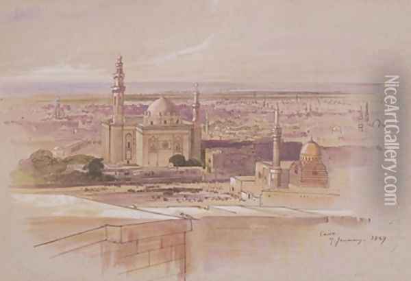 Agra Mosque Cairo Oil Painting - Edward Lear