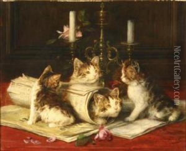 Kittens At Play Oil Painting - Louis Eugene Lambert