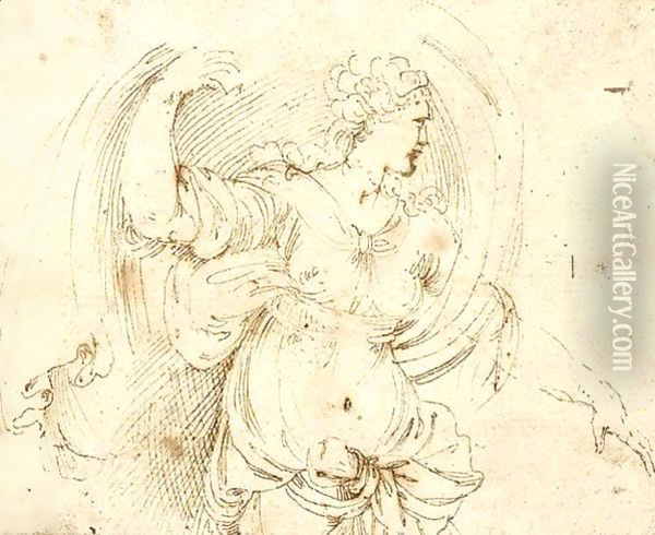 A draped female figure Oil Painting - Girolamo da Carpi