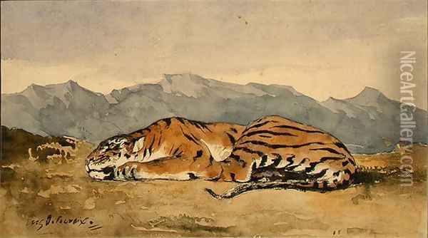 Tiger Oil Painting - Eugene Delacroix