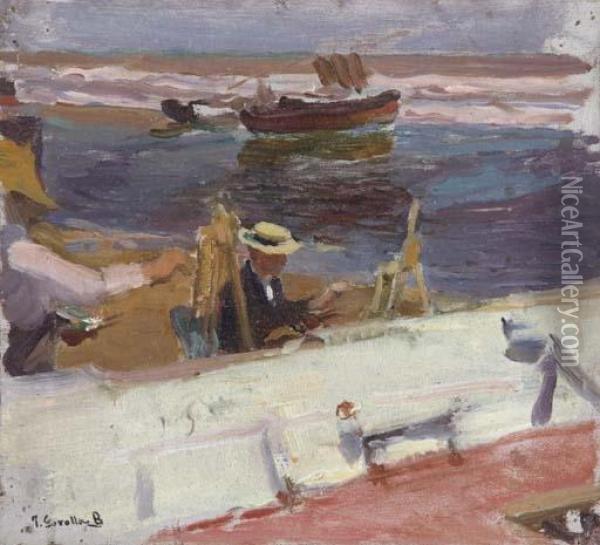 Apunte De La Playa De Valencia Oil Painting - Joaquin Sorolla Y Bastida