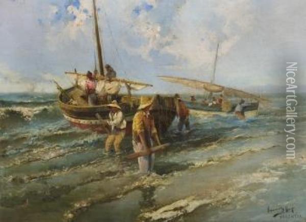 Regreso De La Pesca Oil Painting - Francisco Hernandez Monjo