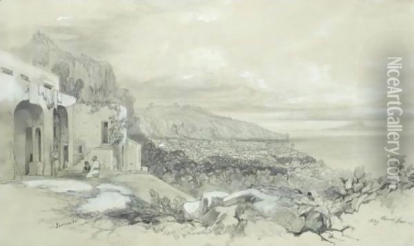 A View Of Sorrento, Italy Oil Painting - Edward Lear