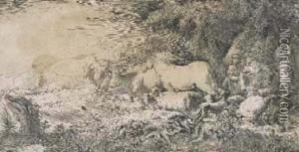 L'entrata Degli Animali Nell'arca Oil Painting - Giovanni Francesco Castiglione