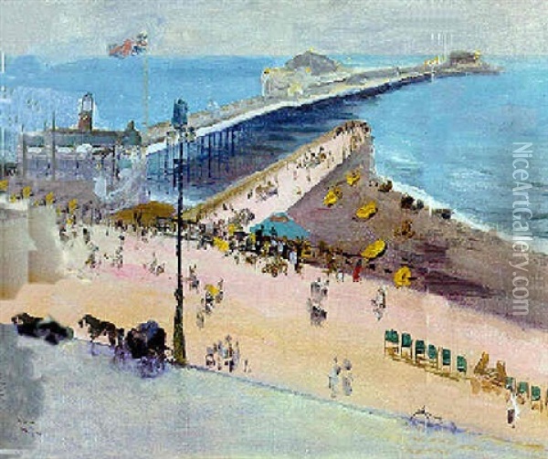 Brighton From The Royal Albion Oil Painting - John Lavery