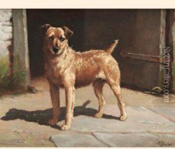 An Irish Terrier Oil Painting - Alfred Duke