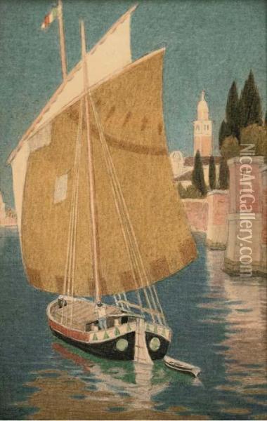 A Venetian Barge Oil Painting - Joseph Edward Southall