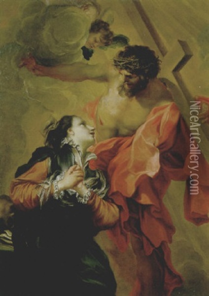 Cristo Appare A Santa Caterina Fieschi Oil Painting - Gregorio de Ferrari