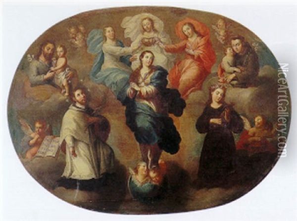 Coronacion De La Virgen Oil Painting - Jose De Paez