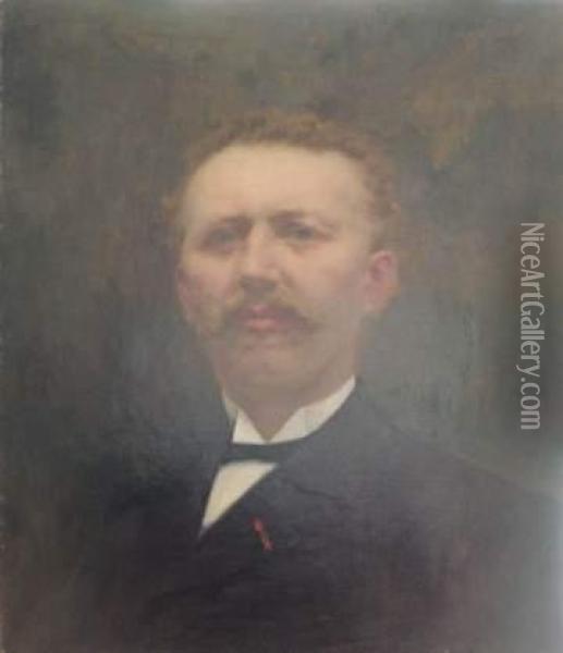 Portrait D'homme A La Moustache Et A La Legion D'honneur Oil Painting - Albert Breaute