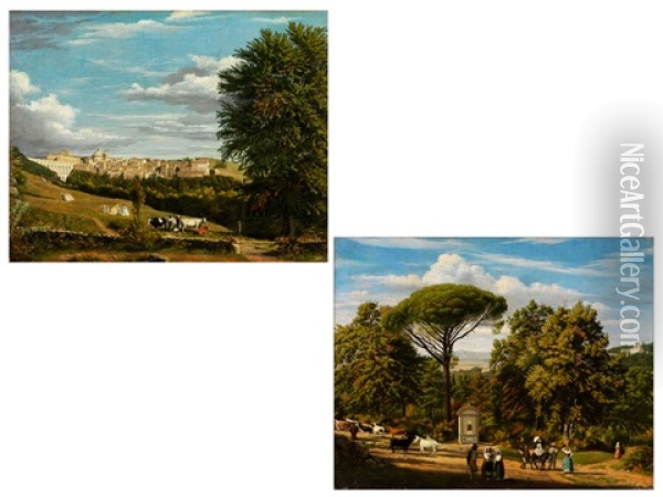 Ansicht Von Ariccia
Romische Landschaft Mit Kleiner Kapelle Oil Painting - Jacob Philipp Hackert