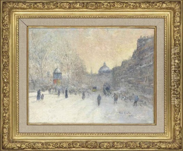 A Parisian Boulevard In Winter Oil Painting - Siebe Johannes ten Cate