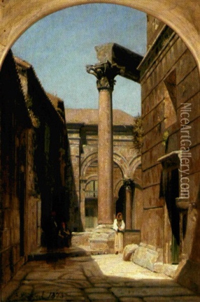 Gade I Spalato Med Rester Af Diokletians Palads Oil Painting - Peter Kornbeck