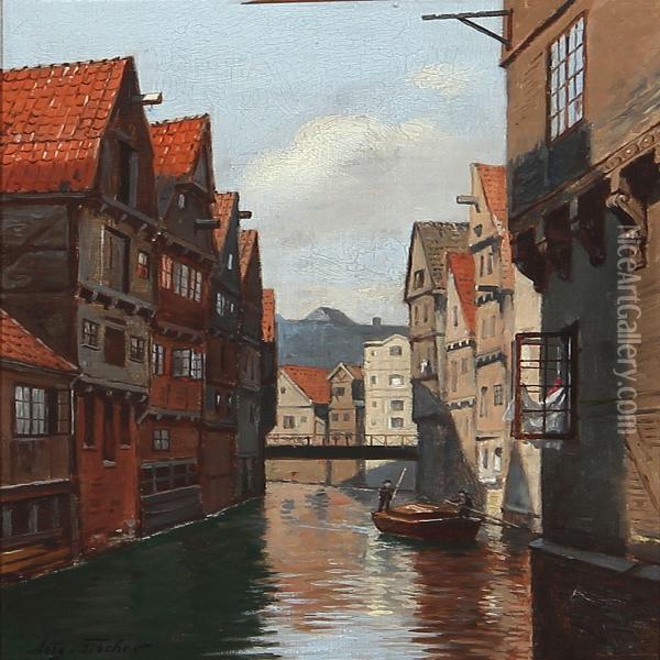 Katharinenfleeth I Hamborg Oil Painting - August Fischer