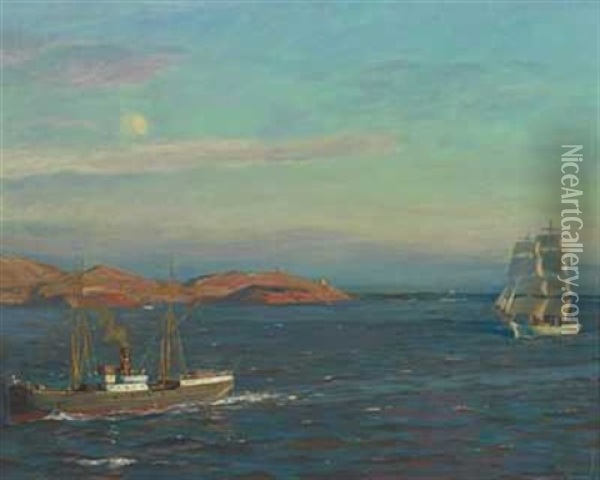 Gammel Og Ny Tid Oil Painting - Thorolf Holmboe