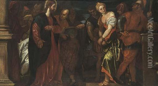 Cristo E L'adultera Oil Painting - Paolo Veronese (Caliari)