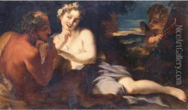 Jupiter And Antiope Oil Painting - Girolamo Brusaferro