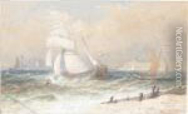 Shipping In Rough Seas Oil Painting - Henry Andrews