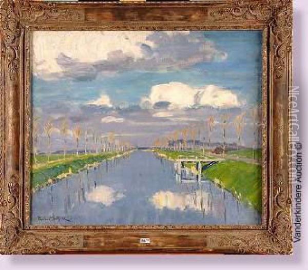 Canal En Flandre Oil Painting - Paul Mathieu