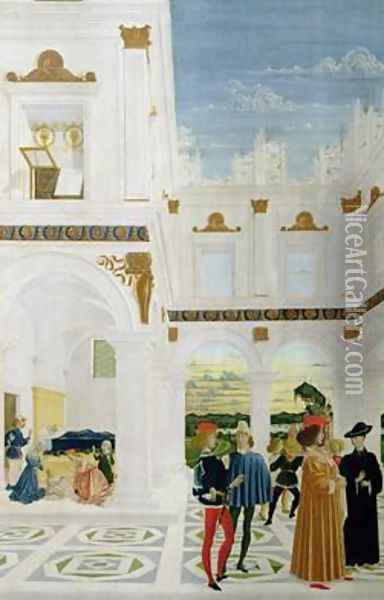 St Bernardino of Siena 1380-1444 revives a still-born child 1473 Oil Painting - Fiorenzo di Lorenzo