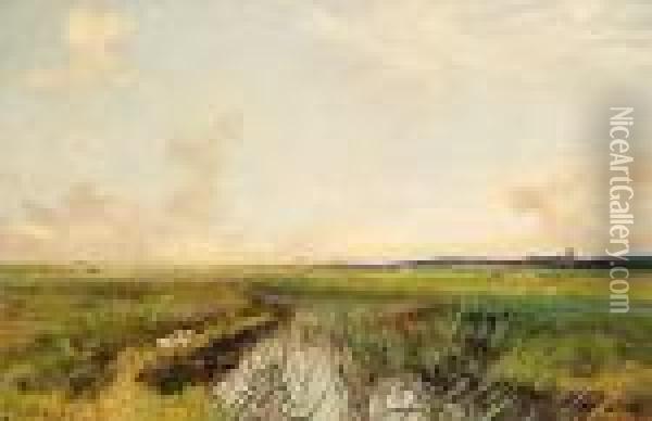 Norfolk Marshes Oil Painting - Sir Alfred East