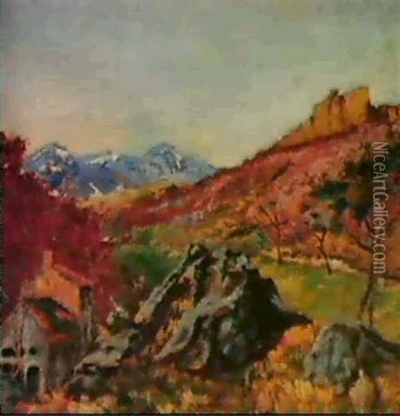 Paysage De Montagne, 1925 Oil Painting - Victor Charreton