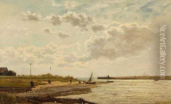 A Norfolk Estuary Oil Painting - James Edward Grace