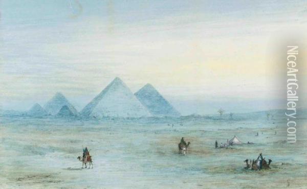 An Arab Encampment Before The Pyramids At Giza Oil Painting - Frederick Goodall