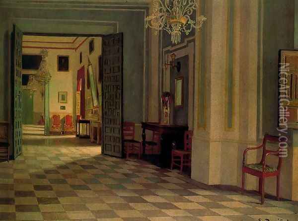 Interior del Palacio de Viznar Oil Painting - Santiago Rusinol i Prats