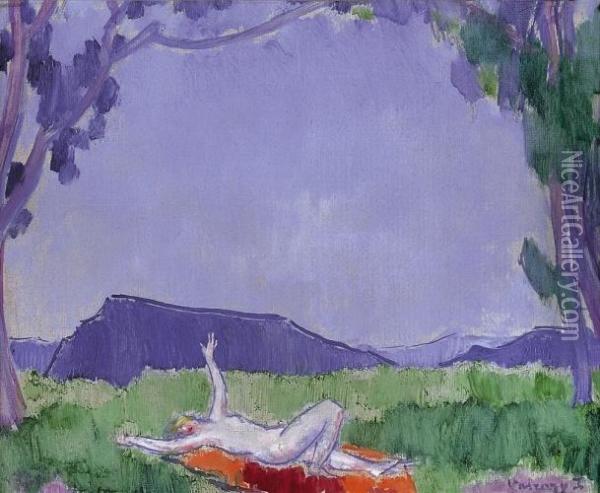 Nude, Lying, 1930s Oil Painting - Janos Vaszary