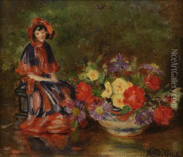 Vase Of Flowers And Figurine Oil Painting - Kate Wylie