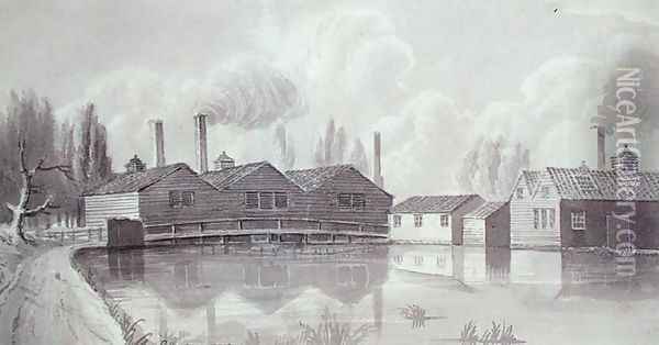 Copper Mills on the Wandle at Garrett, 1825 Oil Painting - Gideon Yates