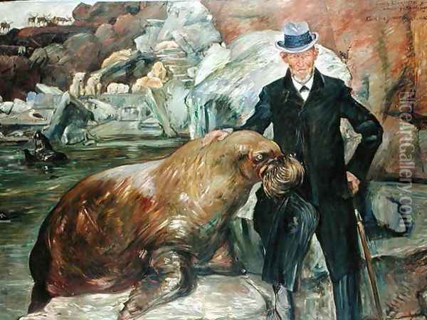 Carl Hagenbeck (1844-1913) in His Zoo, 1911 Oil Painting - Lovis (Franz Heinrich Louis) Corinth