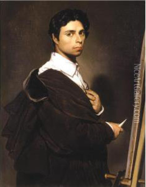 Copy After Ingres' Self-portrait, Age 24 Oil Painting - Atala Varcollier